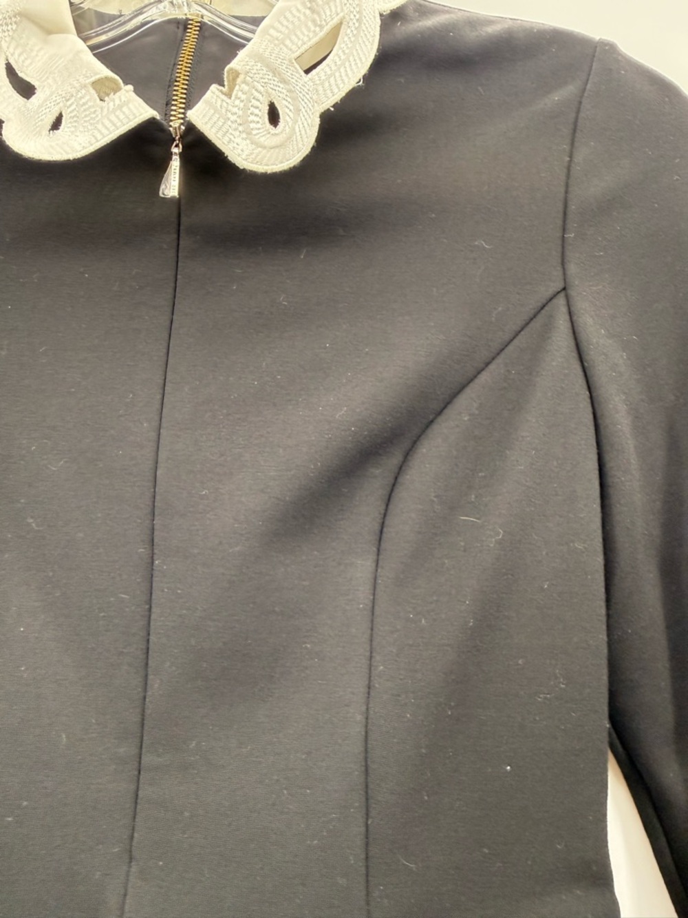 Ted baker shealah knit ponte embroidered collar/ cuffs fit and flare dress Sz 1 - Picture 13 of 14